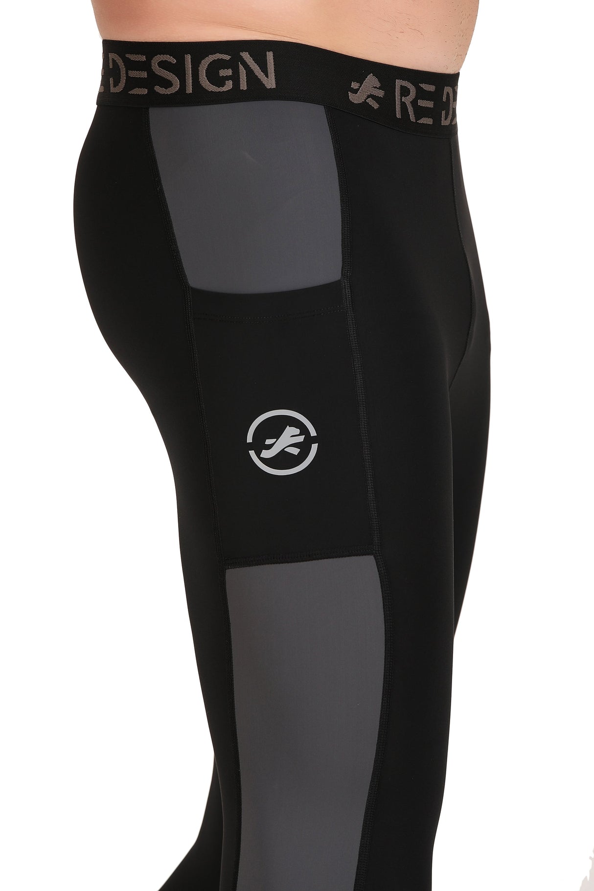 Men's DC Pocket Nylon Compression Pant and Full Tights (Black/Dark Grey)
