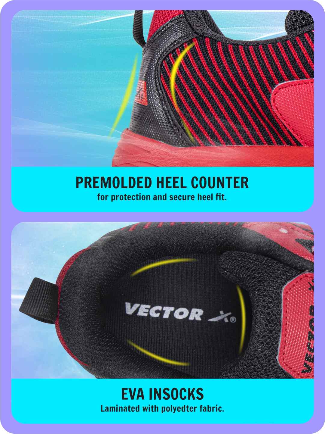 Vector X Luminous Tennis/Badminton Court Shoe, Elegent Design, Rubber Sole, Slip Resistance, Light Weight, EVA Insocks for Comfort