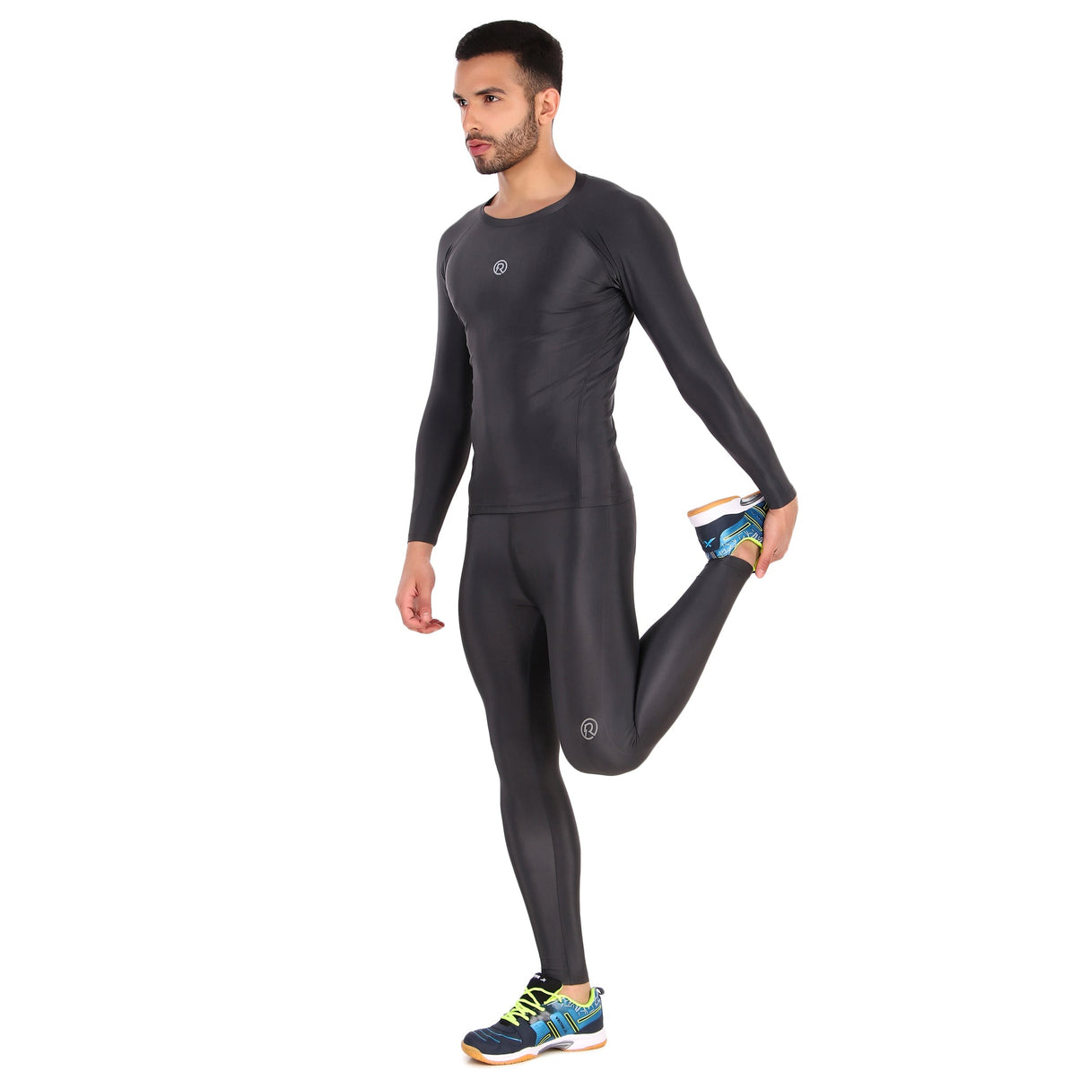 Recharge Polyester Compression Top Full Sleeve (Dark Grey)