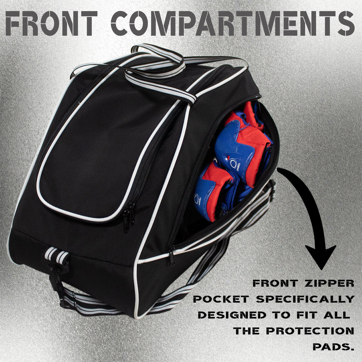 Flip Black Junior 33L|Skating/Gym/Sports/Travel Bag|Inline Roller Equipment Bag||Quad Ice Skates Kit|Kitbag|Easy Access Pocket|2 Bottle Holders|Compartment Fits in Helmet & Skates 6"