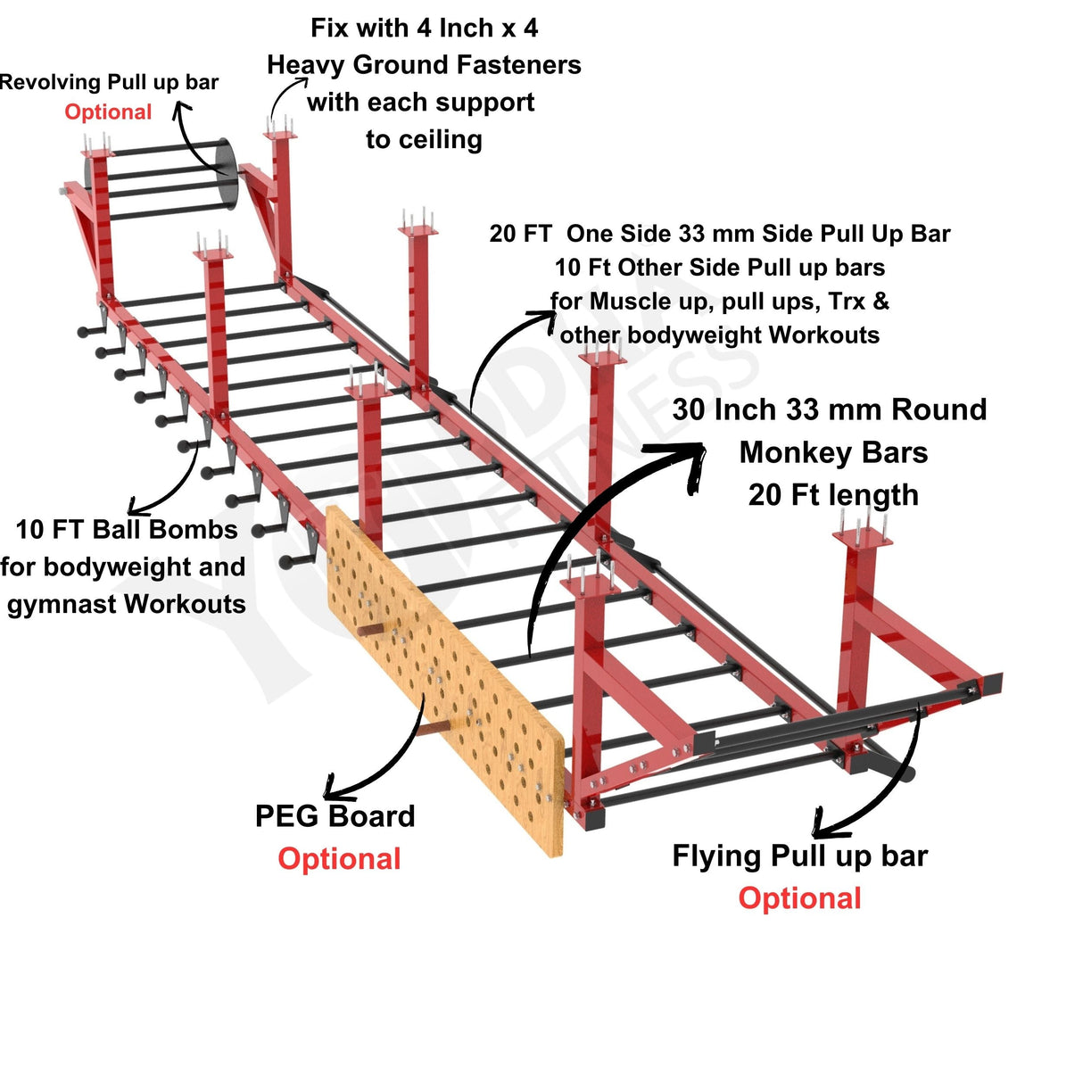 Monkey Bar - Ceiling Mounted - 20 FT