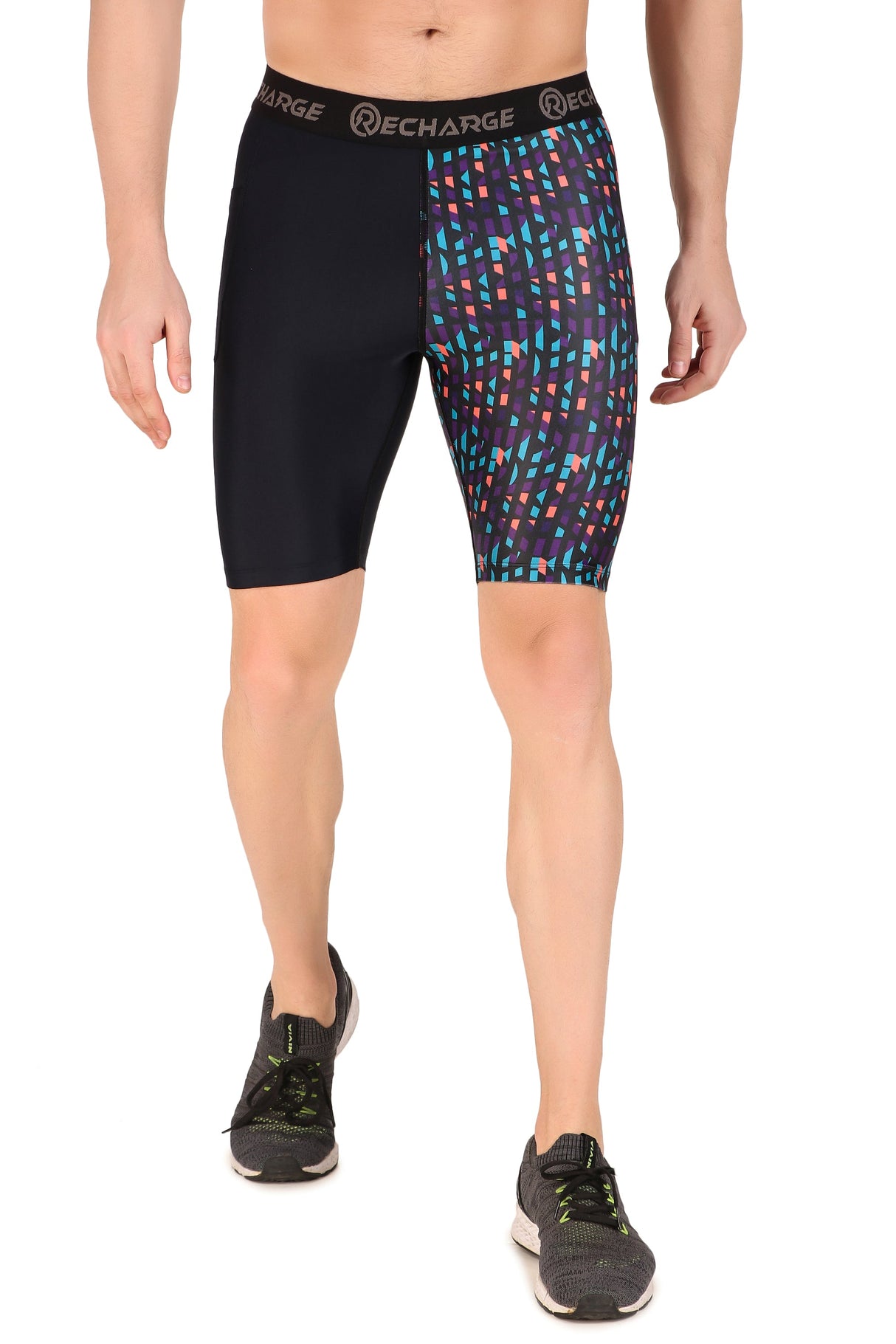 Men's Polyester Pocket Compression Shorts (1L Multimatrix)