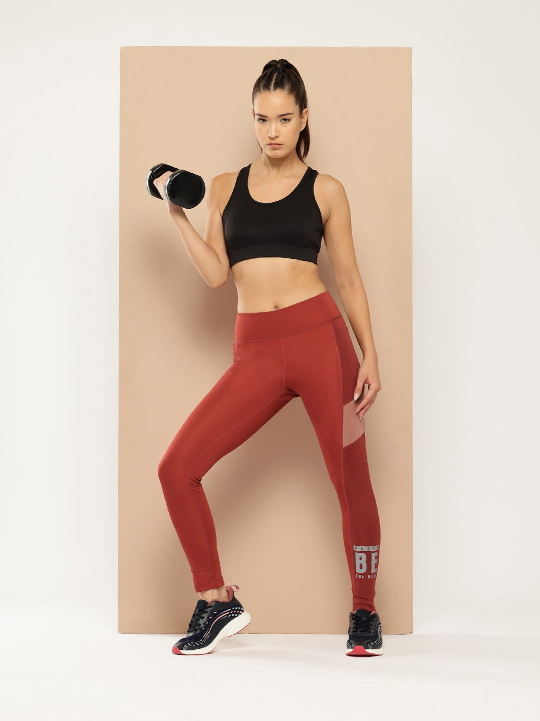 Alcis Women Maroon and Rose Pannelled Tights