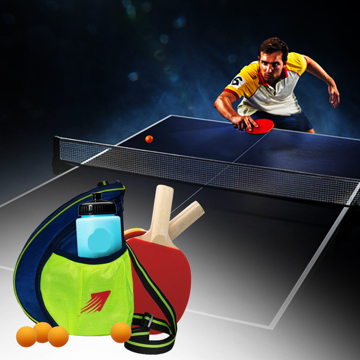 Twirl 5L Navy Blue Green| Unisex Table Tennis Equipment Bag | Tennis Case | Racket Case | TT Bag Cover |Ping Pong Paddle Case|Case Bag Double-Sided |Professional |Bat Protector Pouch |Travel