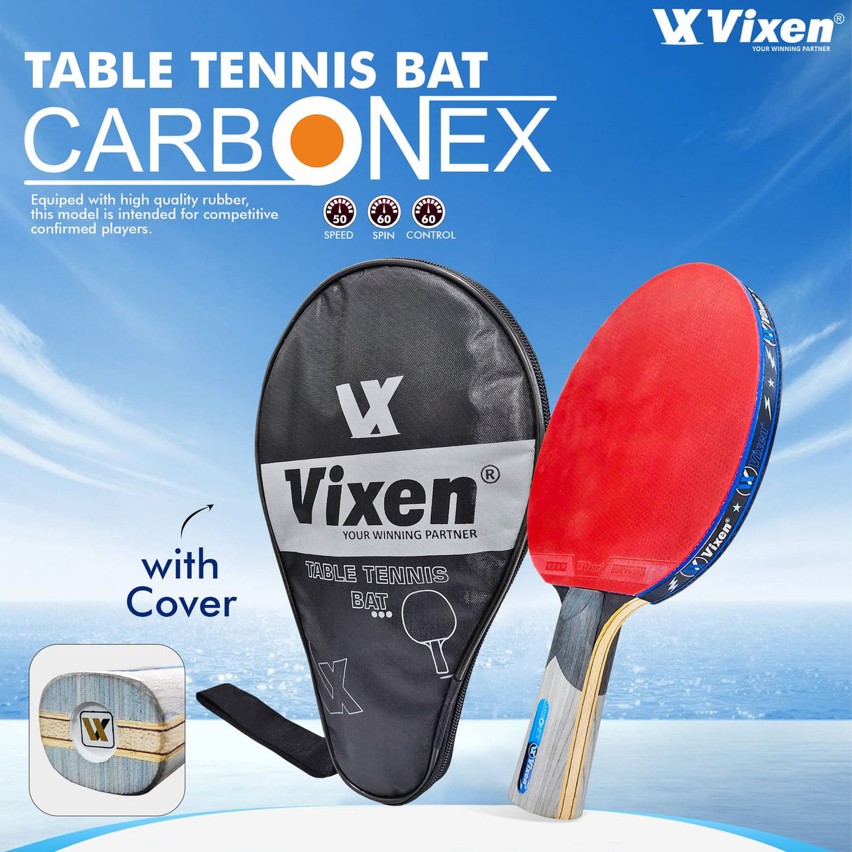 VIXEN TT BAT CARBONEX WITH COVER