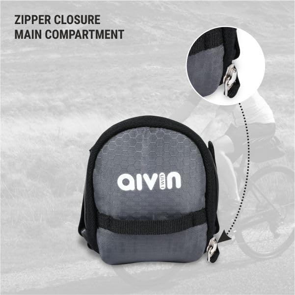 Aivin Saddle Bag Bicycle Under Seat Bag, Travel Bag, Cycle Accessories for Tools, Mobile Phones Bicycle Storage Bag, Carrier for All Bikes (Black/Grey)
