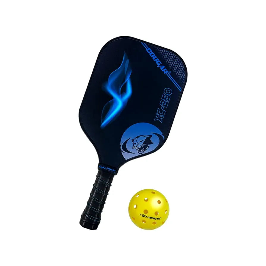 COUGAR Carbon Fibre Pickleball Paddle, Polypropylene Honeycomb Core, 19 mm Thickness, Premium Grip, 225g, 1 Paddle & 1 Performance Balls with Carry Bag