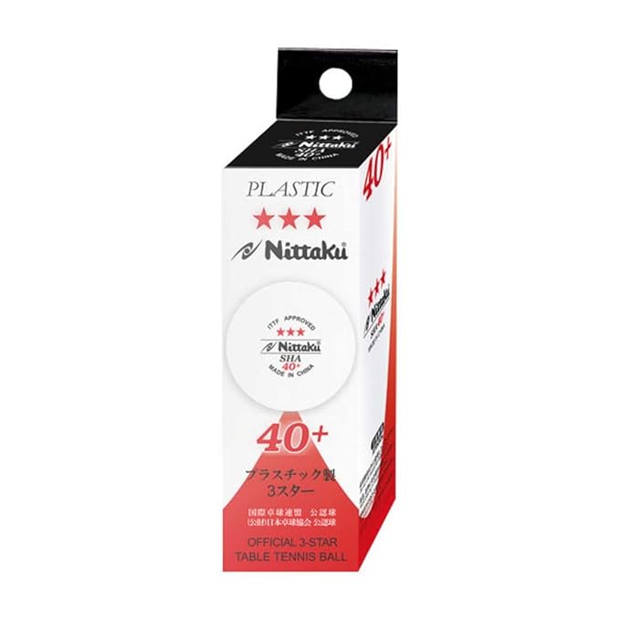 Nittaku 3-Star Sha 40+ (Pack of 6) Plastic Table Tennis Ball, (White) | Kibi Sports Nittaku