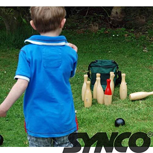 Synco Wooden Lawn Bowling & Ring Toss Game for Kids and Adults | 2-in-1 Game Set