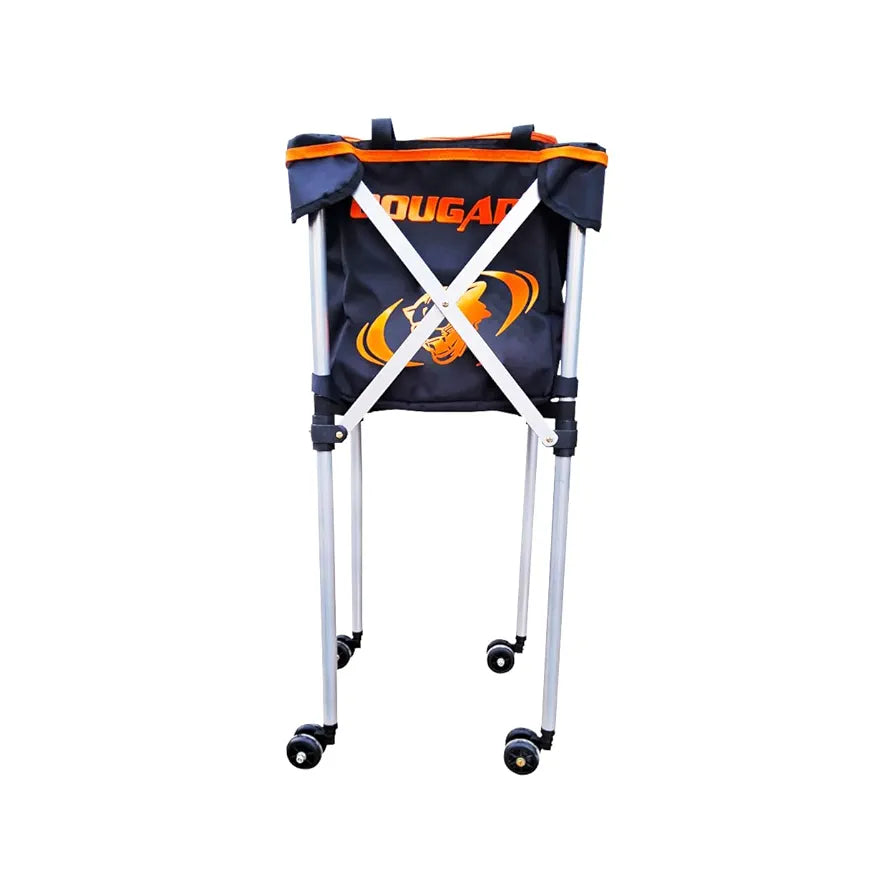 COUGAR Tennis Ball Travel Cart – 150 Ball Capacity with Detachable Nylon Bag, Lightweight Aluminum Frame, Integrated Wheels with Brake Locks, Foldable Design for Coaching and Court Use