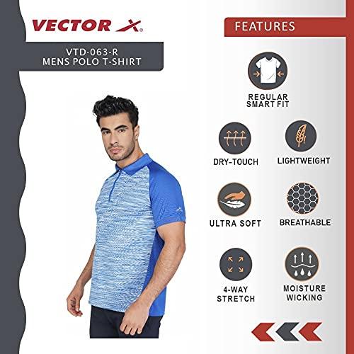 Vector X Mens Wear Space Dyed & Plain Polyester Textured Collar Zip Neck Half Sleeves T-shirt For Badminton, Lawn Tennis, Athleisure, Table Tennis, Training, and all Other Sports