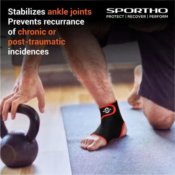 NIVIA Ankle Support Slip in With Velcro, Ankle Sleeves, Braces or Wraps , For Support & Stability Available in S | M | L & Black / Red Color , Used for All kind of impact Sports