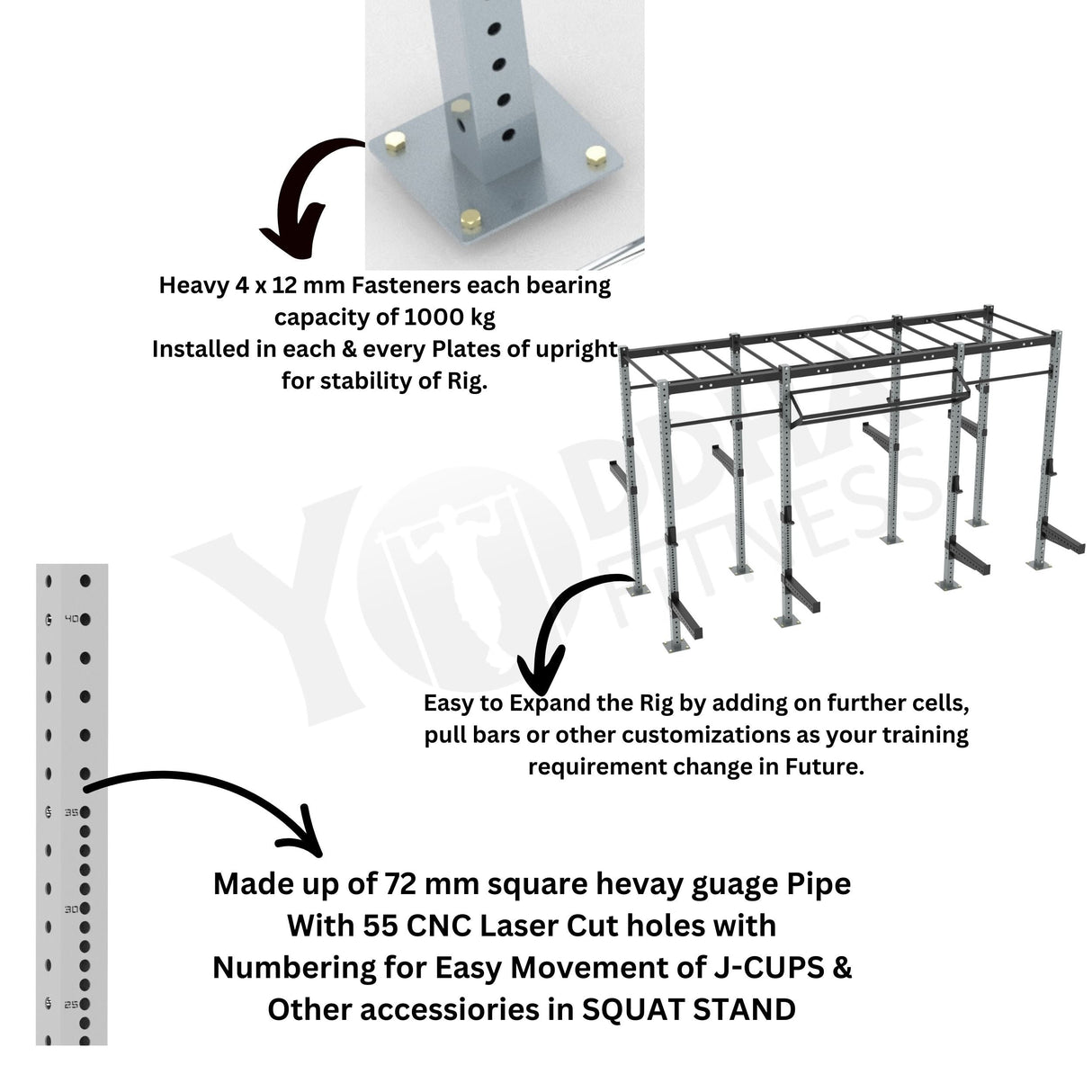 Freestanding Crossfit Rig - 14 Ft with Monkey Bar