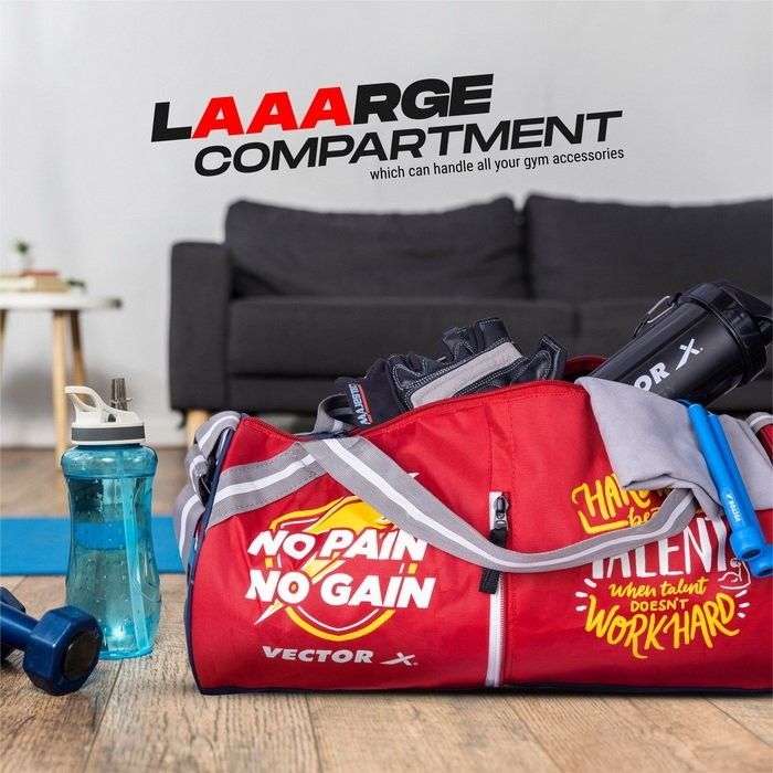 Vector X No Pain Gym Duffel 22L Sports Bag for Men and Women with Shoes Compartment Polyester | Front Utility Pocket |Durable Base | Adjustable Shoulder Strap