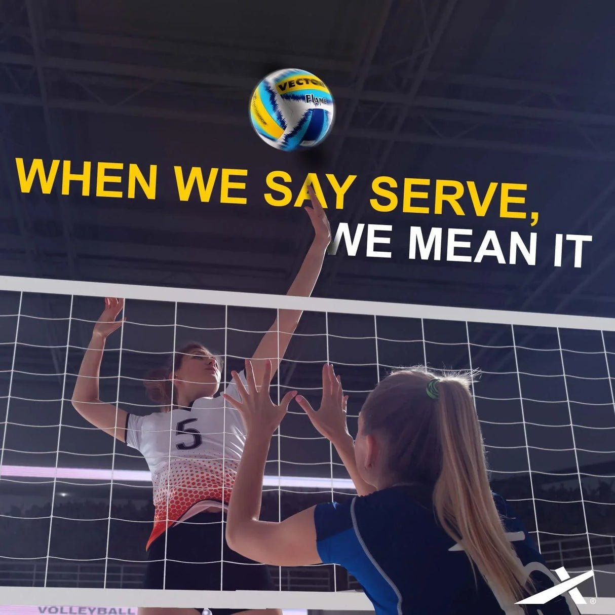 Vector X 18 Panel Flame Rubber Hand Stitched Indoor/Outdoor Volleyball with Latex Bladder, White-Red-Blue, Size: 4 (Suitable for Practice/Match/Beach) + Free Air Needle