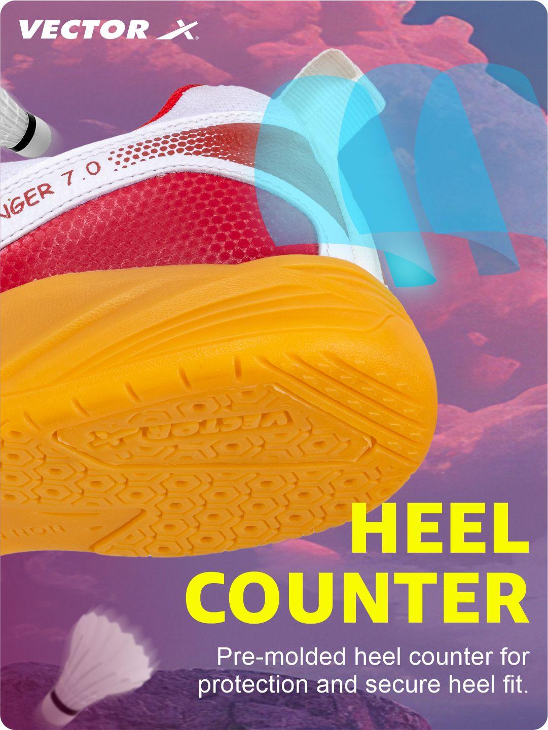 VECTOR X Ranger 7.0 Power Cushion Rubber Outsole Synthetic Mesh Badminton Shoes for Men Lightweight & Comfortable