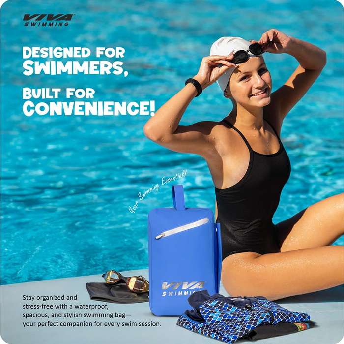 Viva Swimming SEA-Hoax Unisex Spacious Main Compartment kit Bag for Carrying Swimming Accessories Like Goggle, Cap, Kickboard+Extra 1 Side Pocket|Lightweight, Waterproof, Durable