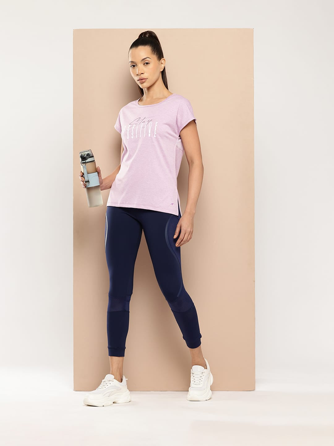 Alcis Women Slim Fit Yoga Tee with Back Mesh Panel