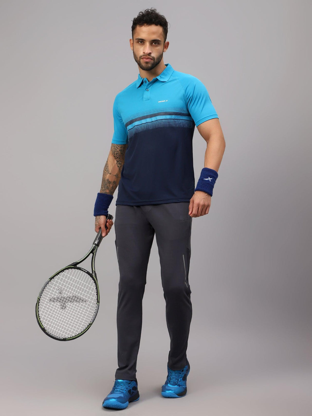 VECTOR X OMT-259 Mens Polo Collar Neck Colourblocked T-Shirt