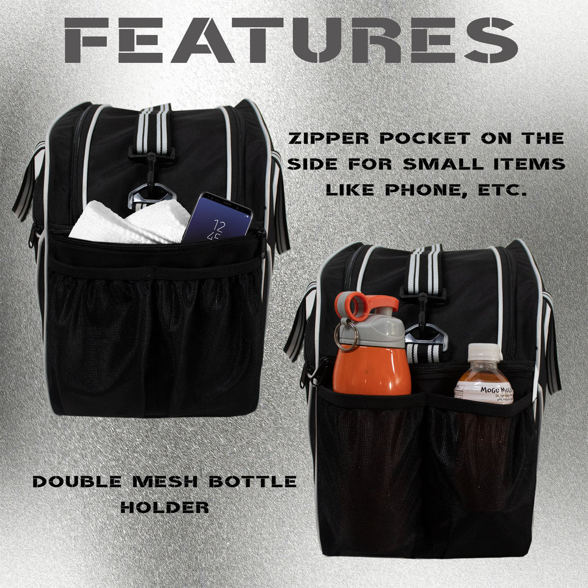 Flip Black Junior 33L|Skating/Gym/Sports/Travel Bag|Inline Roller Equipment Bag||Quad Ice Skates Kit|Kitbag|Easy Access Pocket|2 Bottle Holders|Compartment Fits in Helmet & Skates 6"