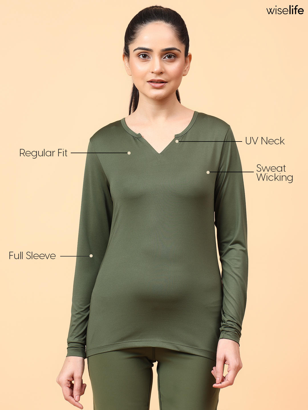 Active Full Sleeves T-shirt (Olive green)