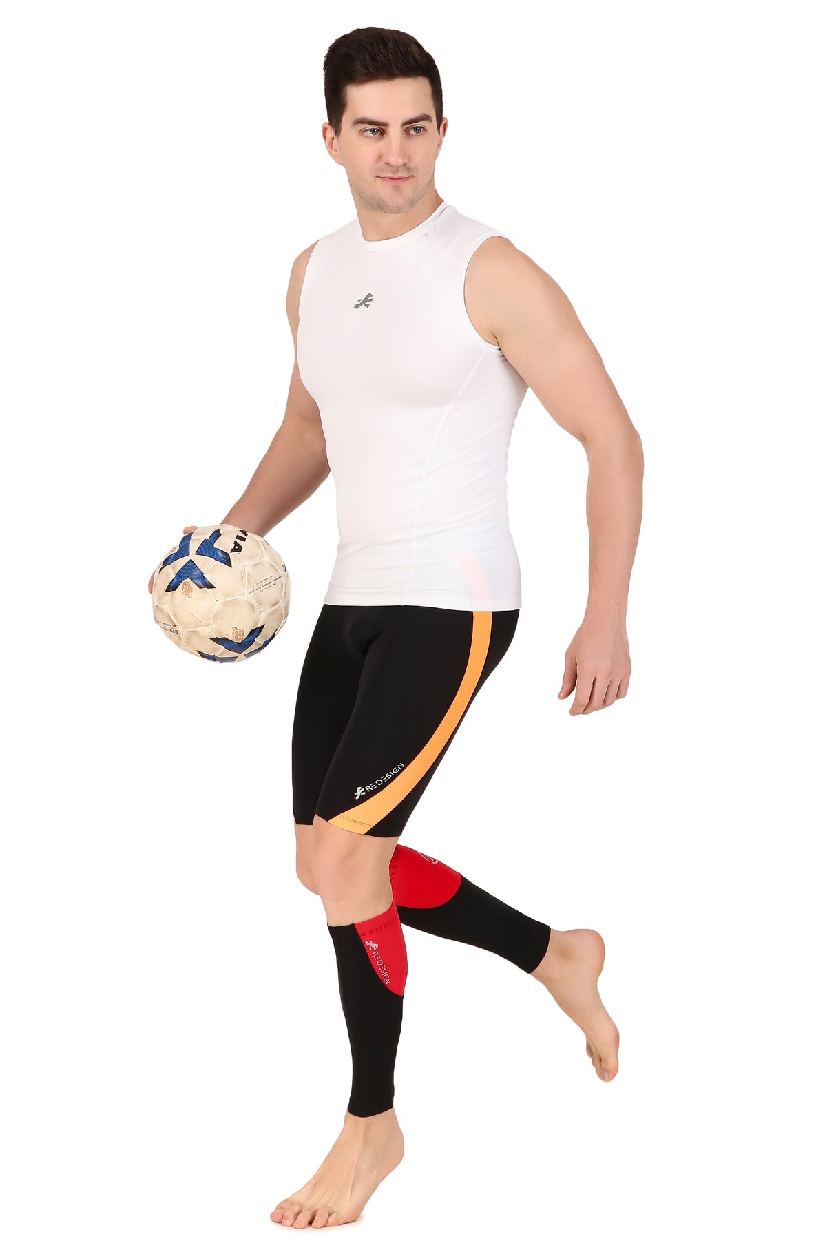 Nylon Compression Calf Sleeves (Black/Red)
