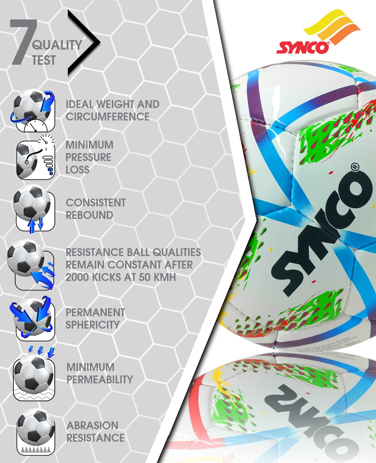 Synco FIFA Approved Football | Professional Football for Matches | Water Resistant | Size- 5