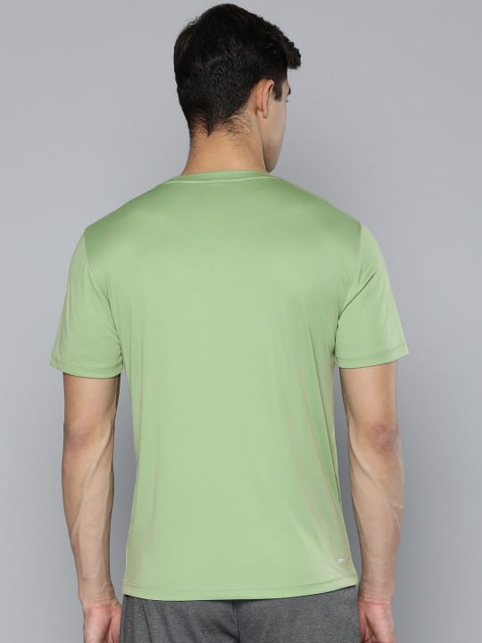 Alcis Men Green Anti Static Applique Slim Fit Running Wonder T-shirt