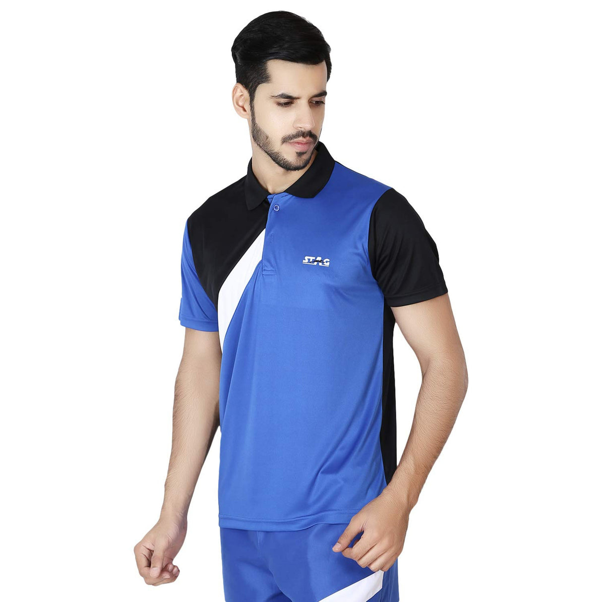 STAG GLOBAL Shell Royal Blue Men's Athletic Fit Polo T-Shirt | Solid Sportswear for Active & Casual Use