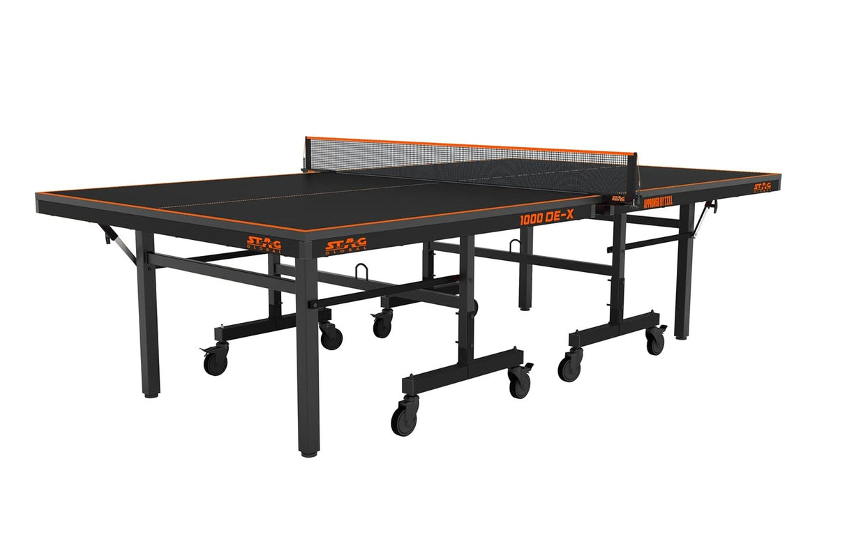 STAG GLOBAL 1000 DE-X Table Tennis Table | Full Size Professional Table with 1 Table Cover | 2 TT Rackets | 6 Balls | 1 Clamp Net