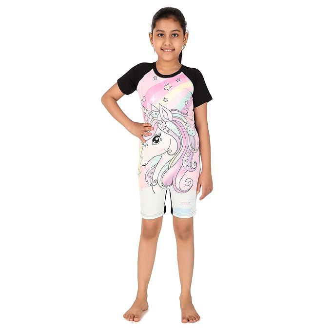 VIVA SWIMMING Half Sleeves Swimwear Suit Costume for Kids For Practicing Swimming, Diving, Cycling, Aerobics