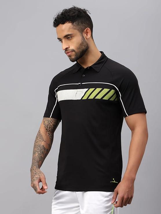 Vector X Mens Printed Polo Collar Neck Stylish Polyester T-Shirts