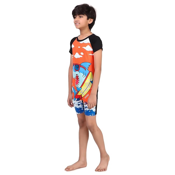 VIVA SWIMMING Half Sleeves Swimwear Suit Costume for Kids For Practicing Swimming, Diving, Cycling, Aerobics