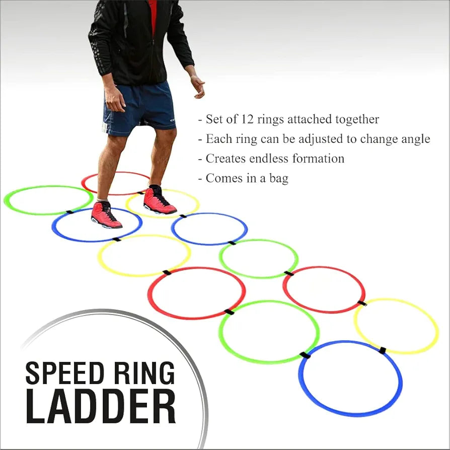 COUGAR Speed Ring Ladder |Training Fitness Agility Workout Excercise for Soccer Football Tennis Baseball Drills Athletic Ladder