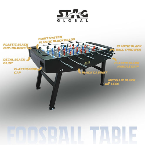 Stag Global Foosball Table| Premium Table Soccer for Kids, Adults with Cup Holders| Ideal for Home & Club| KIBI SPORTS