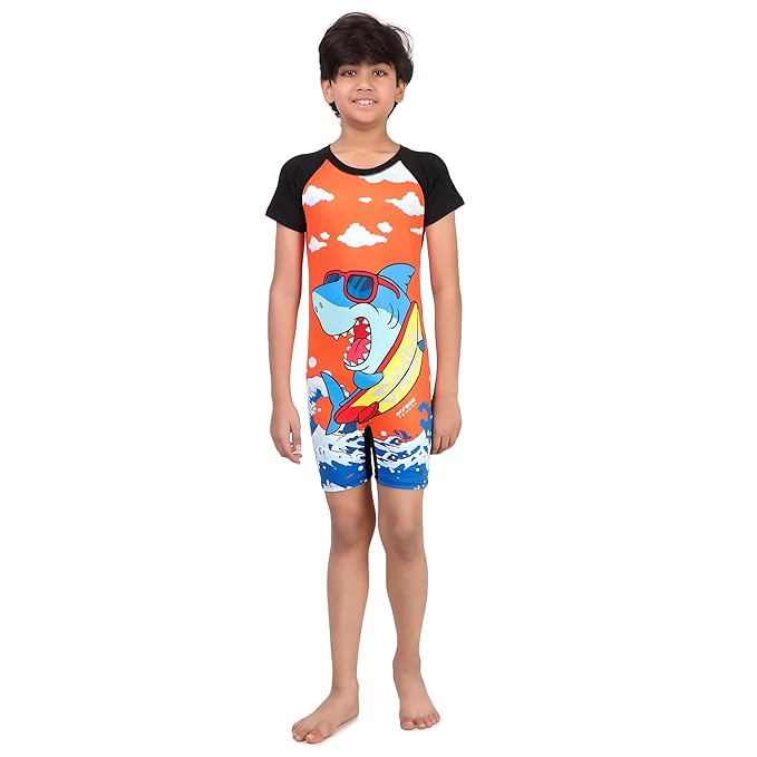 VIVA SWIMMING Half Sleeves Swimwear Suit Costume for Kids For Practicing Swimming, Diving, Cycling, Aerobics