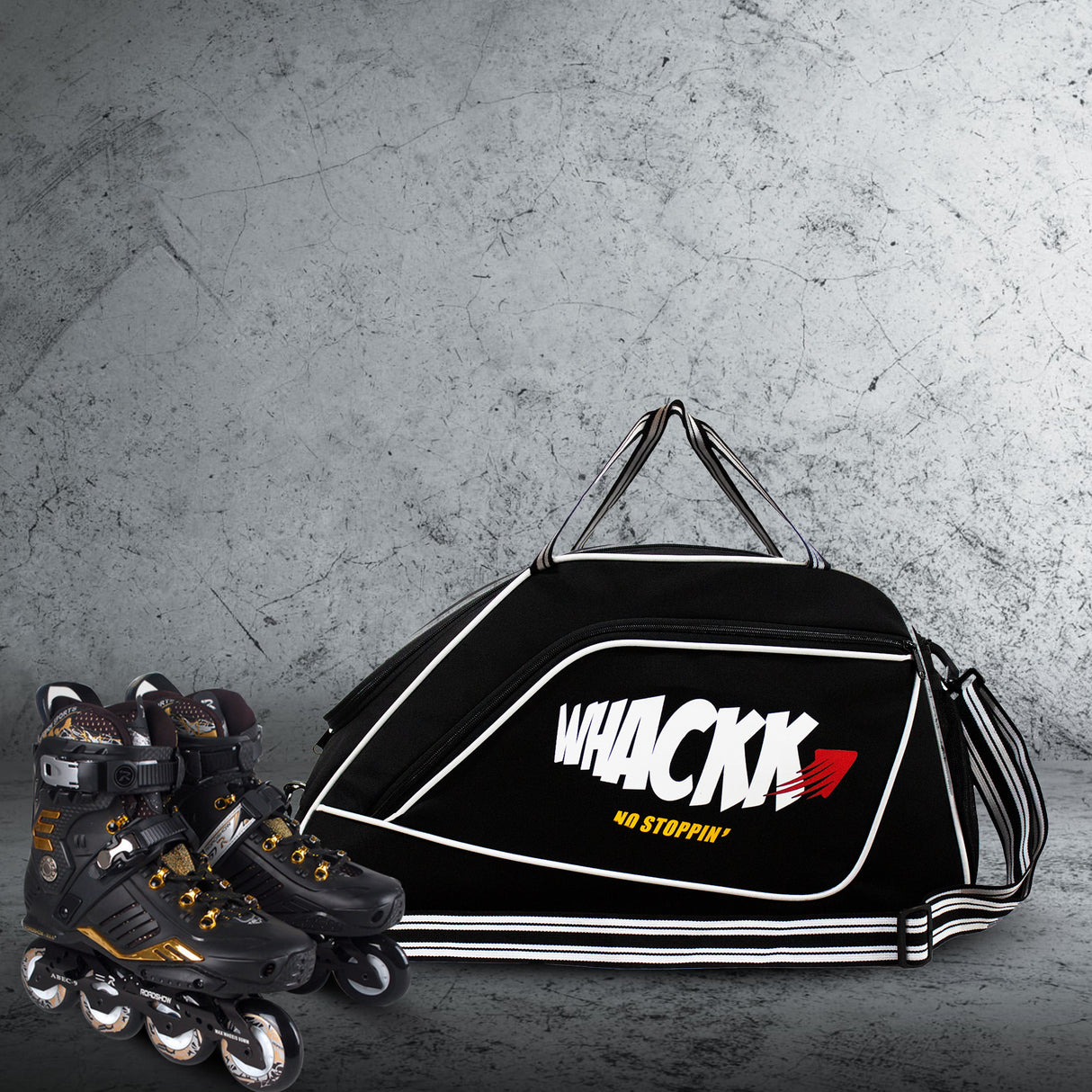 Flip Black Junior 33L|Skating/Gym/Sports/Travel Bag|Inline Roller Equipment Bag||Quad Ice Skates Kit|Kitbag|Easy Access Pocket|2 Bottle Holders|Compartment Fits in Helmet & Skates 6"