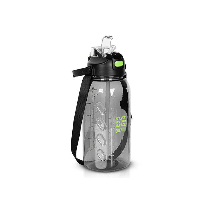 Vector X Quench Gallon 2200 ml Plastic Water Bottle with Time Marker + Carry Handle Reusable Gym Sports Outdoor Large 2.2 LTR Water Jug BPA-Free, Unbreakable, Freezer Safe