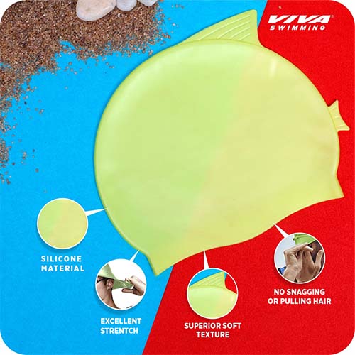 Viva Swimming Shark Fin Kids Swimming Cap & Goggles with 2 Ear Plug Kids OKEO Swimming Combo Kit