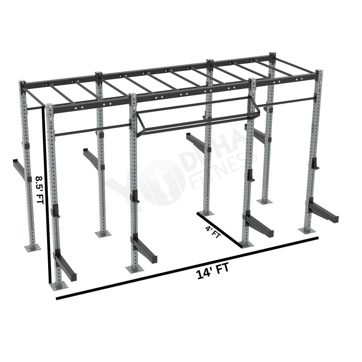 Freestanding Crossfit Rig - 14 Ft with Monkey Bar