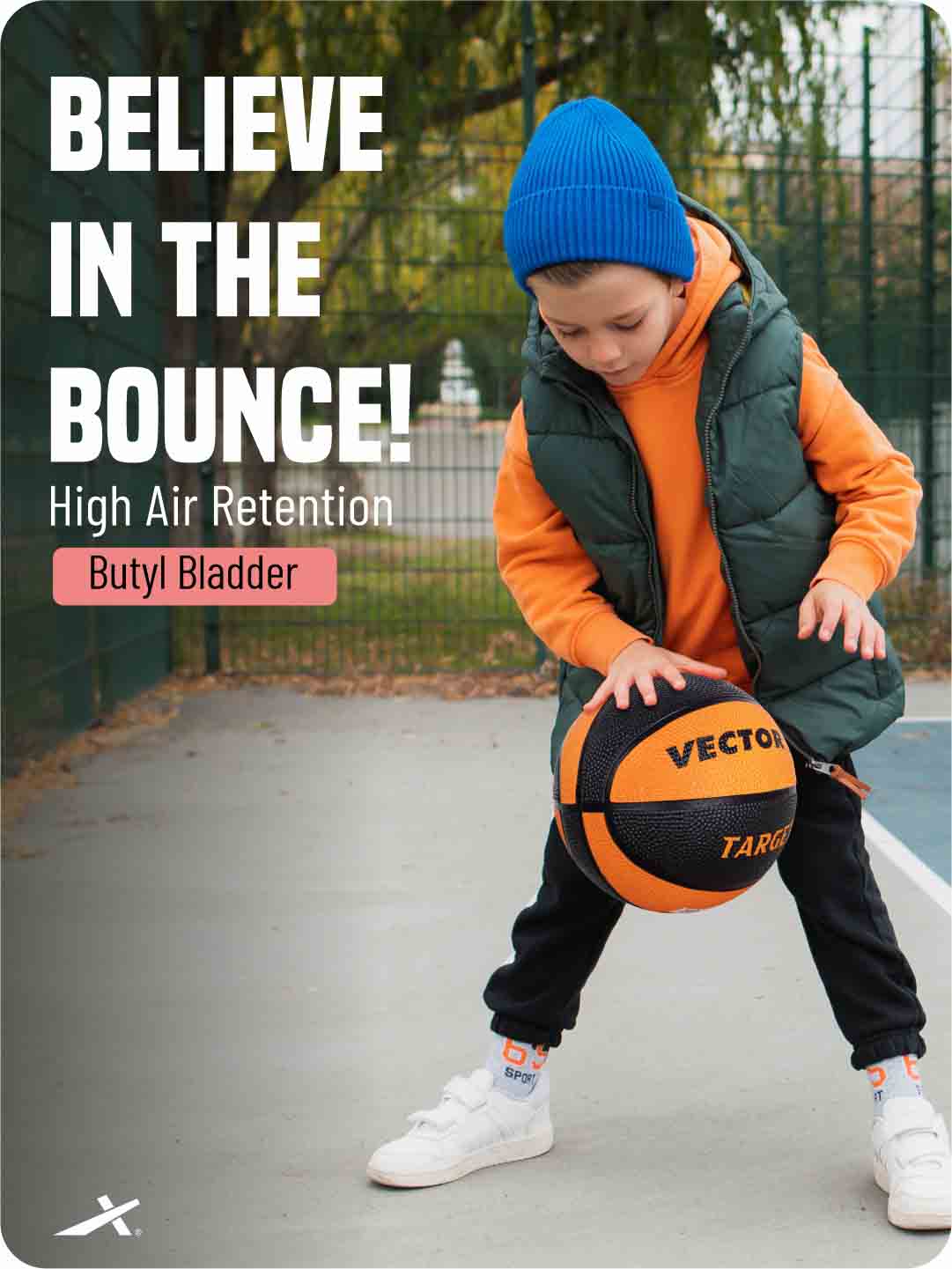 Vector X Target 8 Panel Rubberized Moulded Basketball, Indoor & Outdoor, Training, Soft Practice Basket Ball|Ideal for Kids & Adults |Suitable for All Surfaces