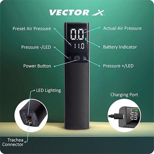 Vector X Electric Air Ball Pump, Ball Pump for Sports Ballswith LCD Display,2000 MAH Power, Chargebale Battery, Automatic, Air Pumps for Soccer Basketball Volleyball Rugby with Needles Accessories