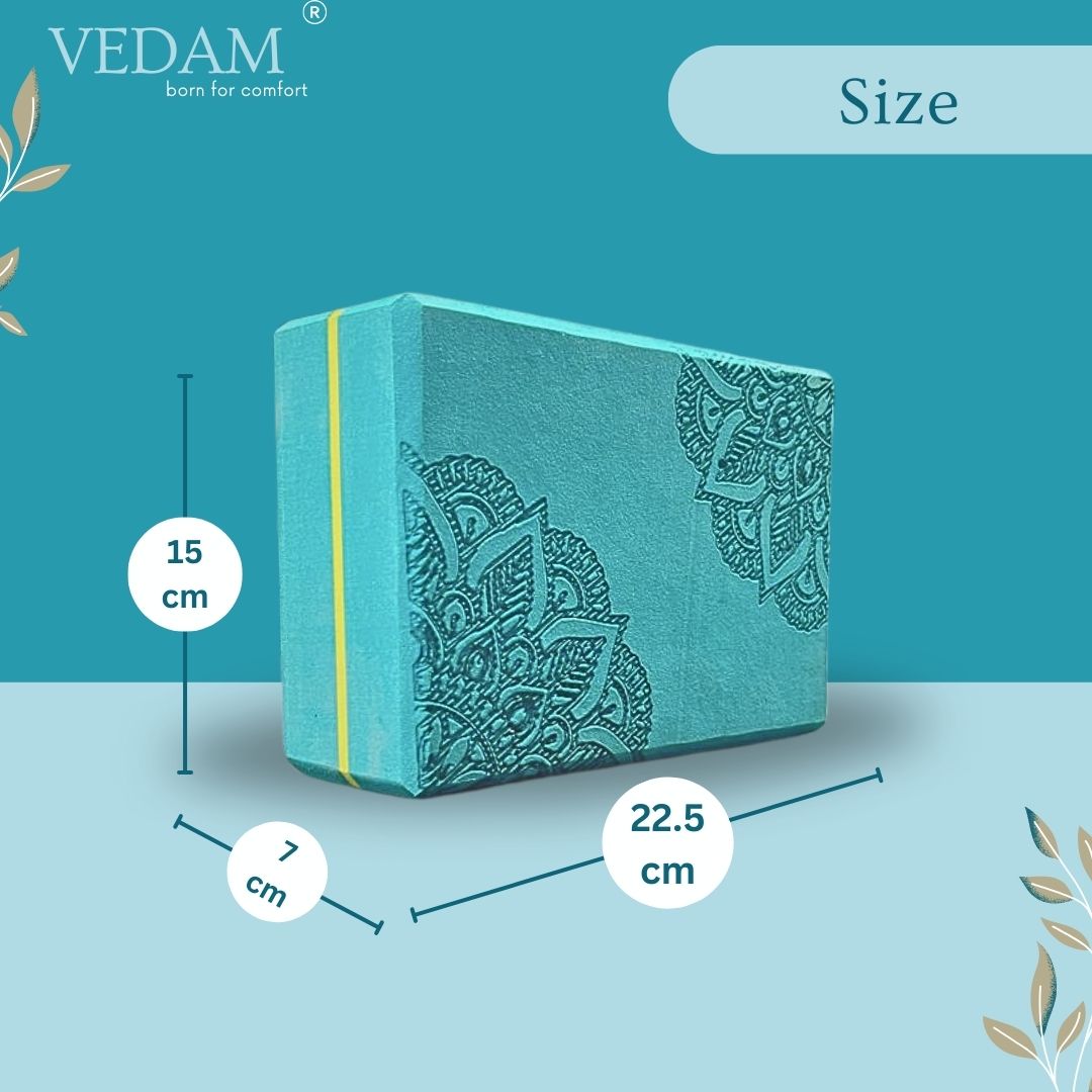Vedam High Density EVA Foam Yoga Block Set of 2 For Men & Women (Aqua) Mandala