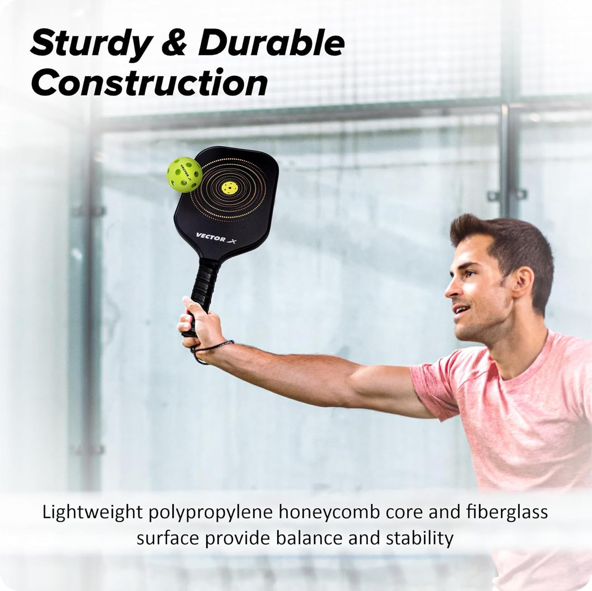 Vector X Graphite Pickle Bat 16 MM, Lightweight Carbon Fiber Material, Face Honeycomb Composite Core Paddle Low Edge Guard, Durable, Lightweight Pickleball Racket