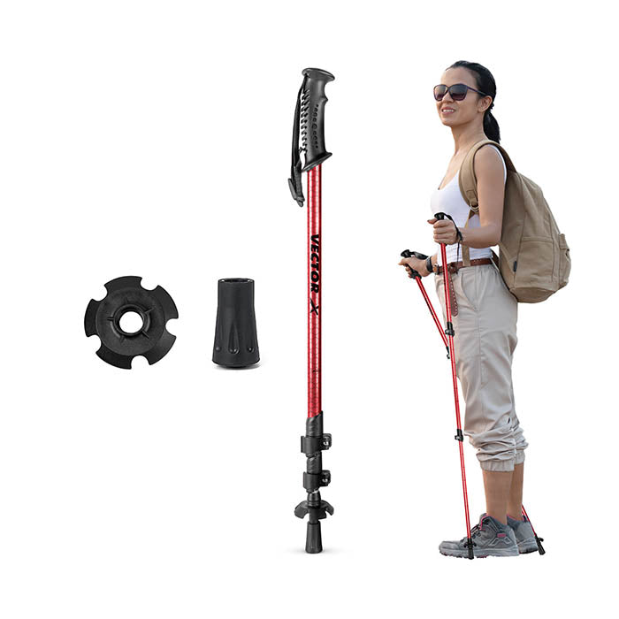 Vector X Trekking Poles Shock Absorbing Adjustable Hiking or Walking Sticks for Hiking Collapsible Strong,Lightweight Walking Pole, All Terrain Accessories and Carry Bag