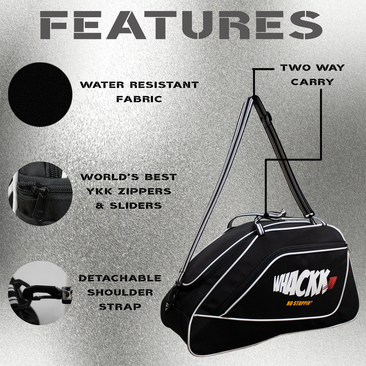 Flip Black Junior 33L|Skating/Gym/Sports/Travel Bag|Inline Roller Equipment Bag||Quad Ice Skates Kit|Kitbag|Easy Access Pocket|2 Bottle Holders|Compartment Fits in Helmet & Skates 6"