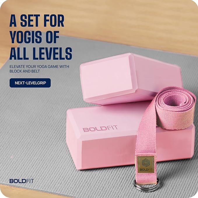 Boldfit Yoga Blocks Set of 2 and Belt | Kibi Sports Boldfit
