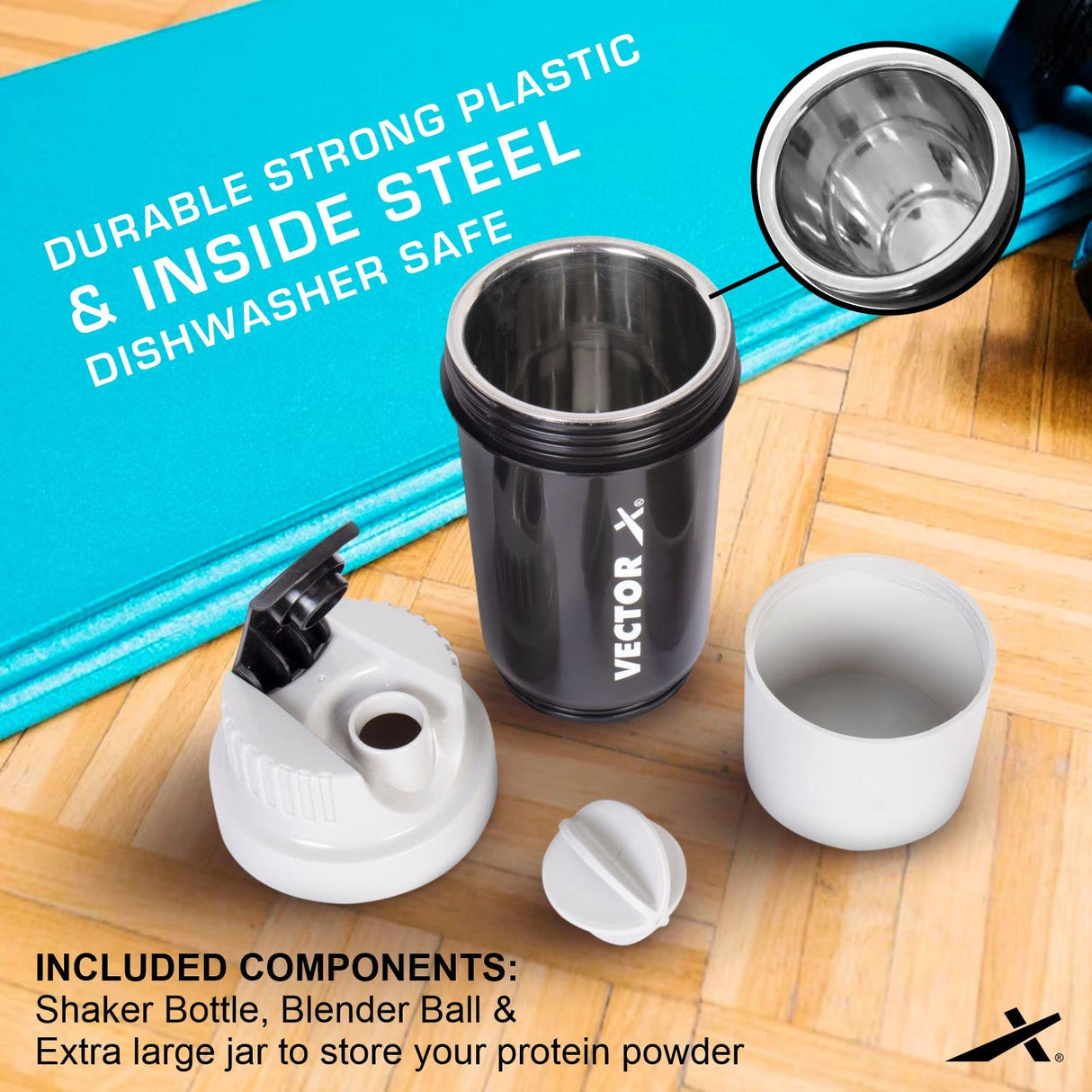 Vector X Thunder Steel Shaker Bottle For Protein Shake With Material Grade 0.5 Non Toxic 500 ml Shaker