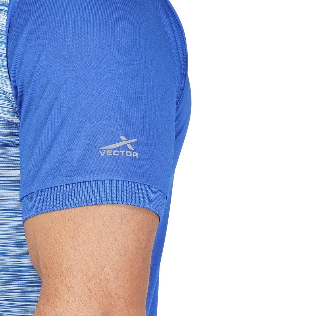 Vector X Mens Wear Space Dyed & Plain Polyester Textured Collar Zip Neck Half Sleeves T-shirt For Badminton, Lawn Tennis, Athleisure, Table Tennis, Training, and all Other Sports