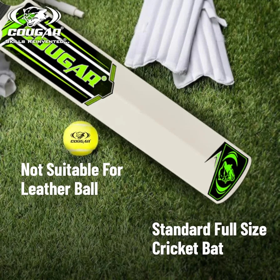 COUGAR SLOG XG100 Heavy Plastic Cricket Bat for Adults Plastic Tennis Cricket Bat with Grip for Gully Cricket, Tournament Match Standard Full Size Bat for Cricket - White- Size - 8